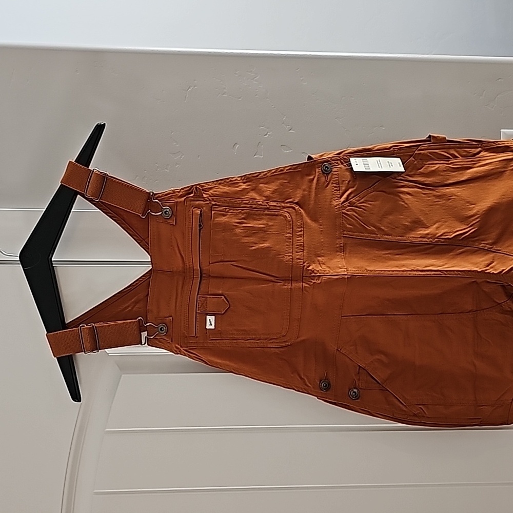 Duluth overalls in rust, size small.